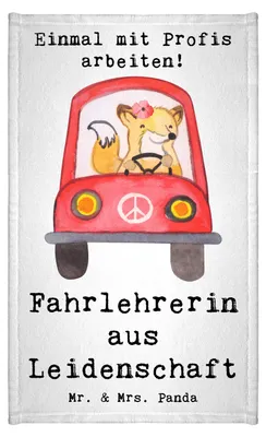 Produktbild von Mr. & Mrs. Panda Handtuch Fahrlehrerin Leidenschaft - Weiß - Geschenk, Spruch, Frotteehandtuch, Fahrschule, Kleines, Witzig, Design, Lustig, Gästetuch, Klein, Beruf