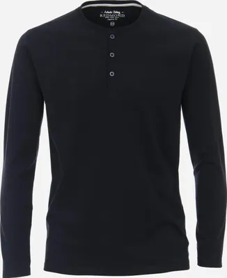 Produktbild von REDMOND Casual Henley Shirt Langarm Knopfleiste Regular Fit Baumwolle Jersey uni Marine XL