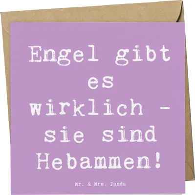 Produktbild von Mr. & Mrs. Panda Grußkarte Spruch Hebamme Engel - Lavendeltraum - Geschenk, Unterstützung, Danke sagen, doppelkarte, anlasskarte, Liebe, Bedanken, faltkarte, Klappkarte