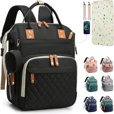 Produktbild von Windeltasche Rucksack - Wickeltasche für Papa und Mama - Für die Babyversorgung unterwegs - 16 organisierte Fächer