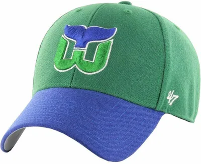 Zdjęcie produktu dla Hartford Whalers NHL '47 MVP Vintage Two Tone Logo Kelly Green 56-61 cm Czapka z daszkiem