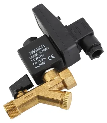 Image de Vanne de purge électronique de 1/2 pouce en laiton, vanne de purge automatique à minuterie pour condensats, électrovanne unidirectionnelle à 2 voies pour filtre-séparateur-sécheur de compresseur d'air