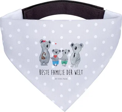 Produktbild von Mr. & Mrs. Panda Halstuch Koala Familie zwei - Grau Pastell - Geschenk, Tuch, Hunde, Koalabär, Für, Zusammen, Muttertag, Hundetuch, Hundehalstuch