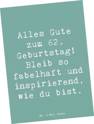 Produktbild von Mr. & Mrs. Panda Postkarte Spruch 62. Geburtstag Freude - Meeresbrise - Geschenk, Erinnerung, Jubiläum, Ansichtskarten, Jubilar, Geschenkidee, Geburtstagsgeschenk, feiern