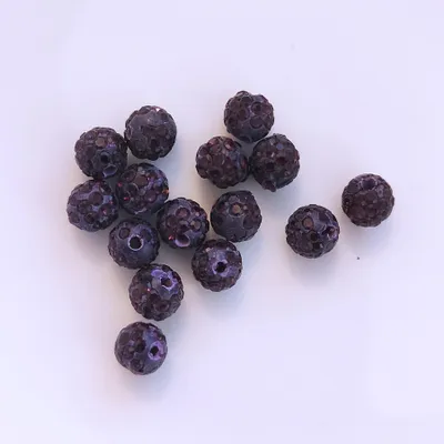 Image de Perles Shamballa, scintillantes, 8 mm, 15 pièces, violet foncé
