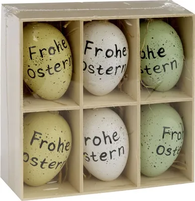 Produktbild von TrendLine Deko Ostereier 5,5 cm grün weiß gelb 6 Stück