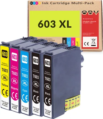 Produktbild von 5er-Set Tintenpatronen kompatibel Epson XP-2100 XP-3100 WF-2830 – ersetzt 603XL – Schwarz/Cyan/Magenta/Gelb
