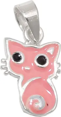 Produktbild von Anhänger rosa Katze Kätzchen 925 Silber Halsschmuck Kinderschmuck
