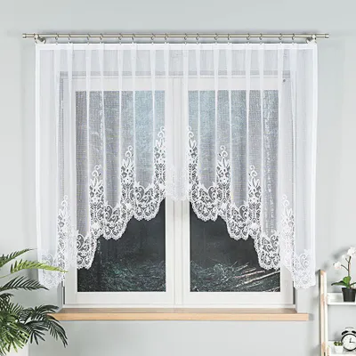 Produktbild von BERENIKA - Fertiggardine aus Jacquard mit Schnitt unten - 330x140 cm - weiß