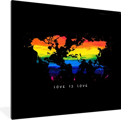 Produktbild von MuchoWow® Gerahmtes Poster Weltkarte - Stolz - Liebe 40x40 cm - Poster mit Schwarzem Bilderrahmen Wandposter Rahmen Foto Bilder - Mit Rahmen - Wanddekoration Schlafzimmer