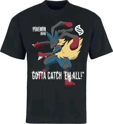 Produktbild von Pokémon T-Shirt Herren Mega - Lucario schwarz Fan-Merch, Gaming 100% Baumwolle M