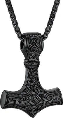 Imagen del producto de Collar con dije de martillo de Thor, nudo celta, estilo vikingo, para hombre