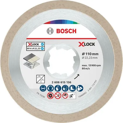 Image de Bosch X-LOCK Disque à tronçonner diamanté for Ceramic 110 x 22,23 x 1,6 x 7,5 2608615136