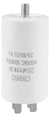 CBB60 Kondensator, 25 µF, 450 V AC, 40x70 mm, Motorlauf