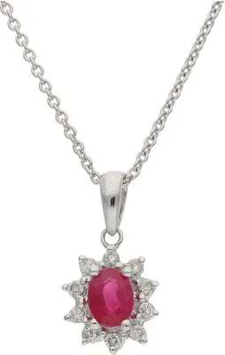 Produktbild von JuwelmaLux Anhänger 585/000 (14 Karat) Weißgold mit Brillant und Rubin JL30-02-3144