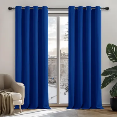 Productafbeelding van Verduisterende gordijnen met oogjes, 160x132 cm, koningsblauw, set van 2