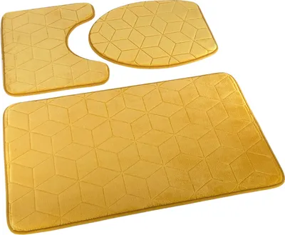 Obrázok produktu pre Kúpeľňové koberčeky Sumba Honey 31- Trojdielna súprava 3 kusov: koberček 45x75+ podložka 45x35+ podložka 44x38