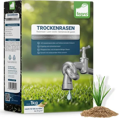 Produktbild von 1 kg Rasensamen trockenresistent dürreresistent für Trockenrasen & Schattenrasen Samen Grassamen schnellkeimend, 40m², ideal für Neuansaat und Nachsaat, Rasensaat Grassamen