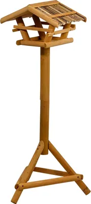 Obrázok produktu pre Kŕmna búžka z dreva s rígovou strechou - Kŕmna stanica pre vtáky - 44x44x101 cm - Prírodná záhrada