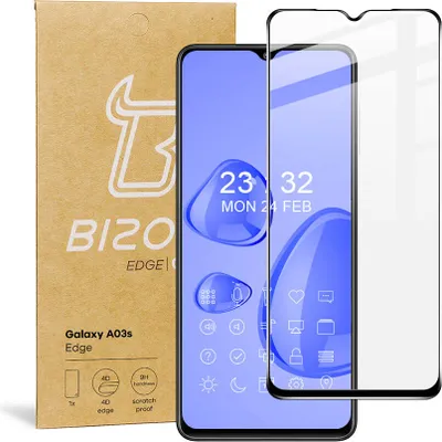 Produktbild von Gehärtetes Glas Bizon Glass Edge für Galaxy A03s, Schwarz