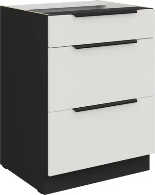 Obrázek produktu pro Šuplíková skříňka LUNARA - šířka 60 cm, bílá / černá