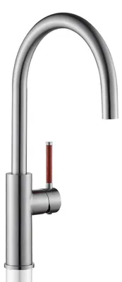 Produktbild von Küchenarmatur Edelstahl Einhebel Spültischarmatur 360° schwenkbar hohe Bogen Mischbatterie gebürstet wassersparend Kaltstartsystem 90° Griff