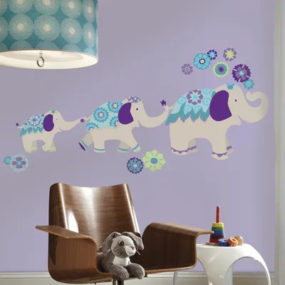 Produktbild von Wandsticker RoomMates - Elefanten (blau/lila)