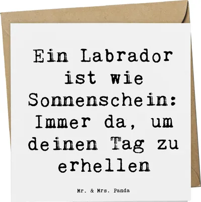 Produktbild von Mr. & Mrs. Panda Grußkarte Spruch Labrador Sonnenschein - Weiß - Geschenk, Hunderasse, Hunderassen Pflege, anlasskarte, liebevoller Hund, Glückwunschkarte, Vielfalt