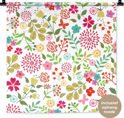 Produktbild von MuchoWow® Wandteppich Wandbehang Blumen - Farben - Muster 60x60 cm Tapisserie Dekoration Wandtuch - Dekorationen - Wand Decke