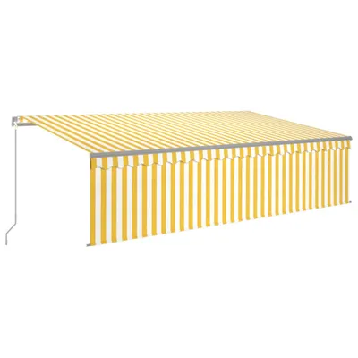 Image de vidaXL Store manuel rétractable avec enrouleur 5x3 m jaune & blanc