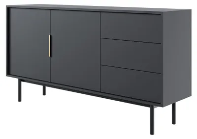 Produktbild von Selsey Viviaro - Sideboard 2-türig mit 3 Schubladen, schwarz, 154 cm