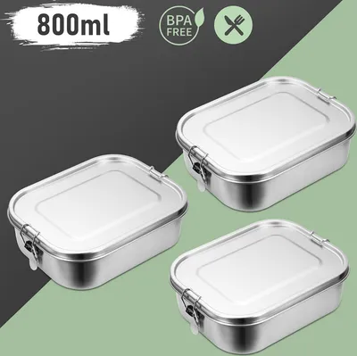 Produktbild von SWANEW 800-1400ml Brotdose ohne Plastik BPA frei brotdose edelstahl Edelstahl Lunchbox，2*800ml