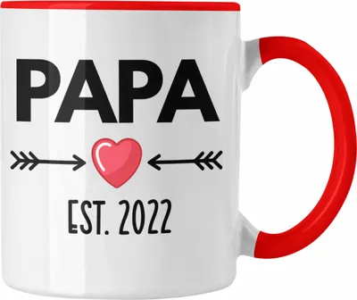 Produktbild von Trendation - Papa 2022 Du Wirst Papa Geschenk Schwangerschaft Verkünden Vater Überraschung Baby Kaffeetasse (Rot)