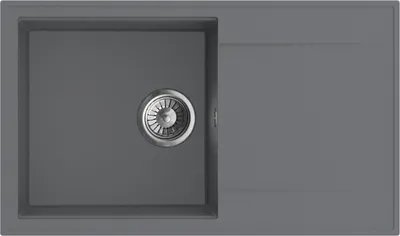 Produktbild von Granitspüle - Spülbecken - Küchenspüle - 78 x 46cm - Moonlight Grey - Einbauspüle - Elegantes Design, Kratzfest und Platzsparend, mit Siphon, Carlo 78