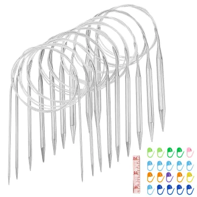 Rundstricknadeln-Set, 9-tlg., 2,5–10,0 mm, 120 cm, Edelstahl