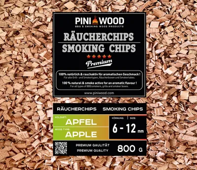 Image de PINI 800 g de chips de fumage pomme 6-12 mm Smoking Chips copeaux de fumage