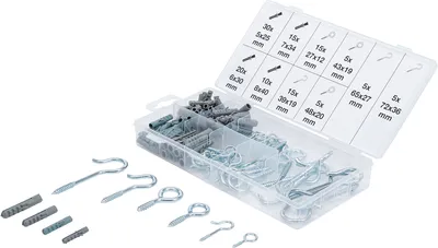 Immagine prodotto di Assortimento di ganci e tasselli per viti | 125 pz.
