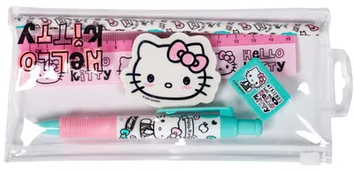 Produktbild von Hello Kitty Schreibset - Stationery Set - Schrein Geschenkset mit Stiften, Notizblock, Lineal, Radiergummi für Schule, Büro, Uni, Kinder, Fans
