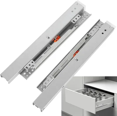 Imagen del producto de Guías deslizantes de acero galvanizado, 200 mm, con sistema de cierre suave, para cajones