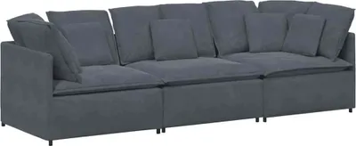Produktbild von vidaXL Modulares Sofa mit Kissen Samt Dunkelgrau