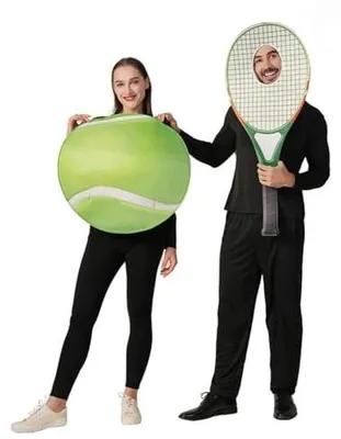 Zdjęcie produktu dla Kostium tenisowy rakieta dorosłych unisex biały zielony karnawał