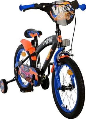 Obrázok produktu pre Detský bicykel Hot Wheels 16 palcov 105 - 120 cm veľkosť dievčatá chlapci vek od cca 4 rokov s brzdou s kolieskami