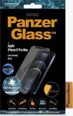 Zdjęcie produktu dla PanzerGlass 2724, Apple, Apple - iPhone 12 Pro Max, Aplikacja na sucho, Odporny na zadrapania, Odporny na wstrząsy, Przeciwbakteryjny, Przezroczysty, 1 szt.