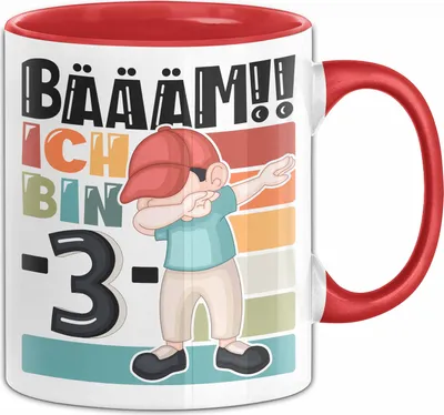 Produktbild von 3. Geburtstag Geschenk Tasse Becher Jungen Geburtstagsgeschenk Sohn Bäääm Ich Bin  3 (Rot)