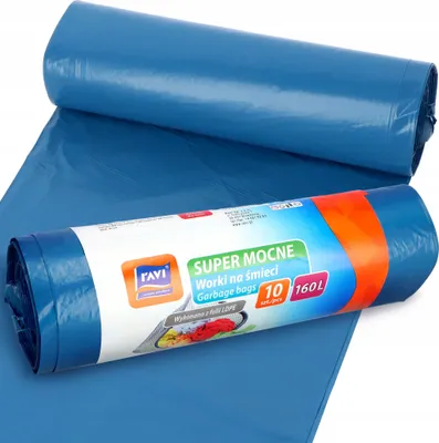 Obrázek produktu pro Vložky do odpadkových košů RAVI, 160 l, 10 kusů, modré, sáčky z LDPE fólie, sáčky pro velkou zátěž, vložky do odpadkových košů odolné proti roztržení, vložky do odpadkových košů do kuchyně, garáže