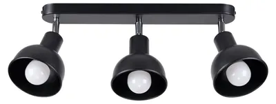 Produktbild von Deckenstrahler Metall verstellbar Schwarz E27 3-flammig länglich Vintage Design Deckenspot
