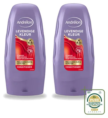 Imagen del producto de 2 acondicionadores Andrélon Levendige Kleur - Cuidado del color - 250 ml - Pack ahorro - 2 unidades