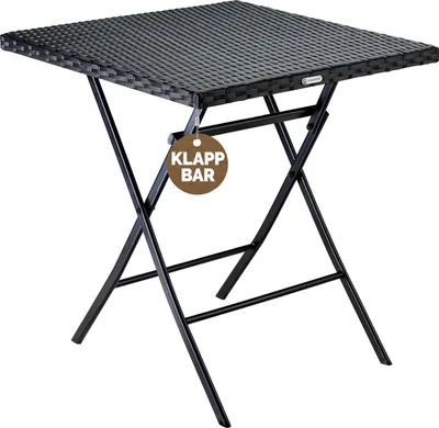 Produktbild von CASARIA® Gartentisch Wetterfest Klappbar 65x65cm Balkontisch Polyrattan Outdoor 60kg Belastbarkeit Klapptisch Terrasse Balkon Camping Tisch Schwarz