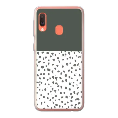 Produktbild von MuchoWow® Handyhülle Schutzhülle Hülle für Samsung Galaxy A20e Polka dots - Grau - Weiß Silikon Softcase Handy Hülle - Abdeckung