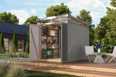 Produktbild von Gartenhaus Metall Metallgerätehaus Metallgartenhaus AURUM 2,5 Metallhaus graualuminium 207x292x239 cm